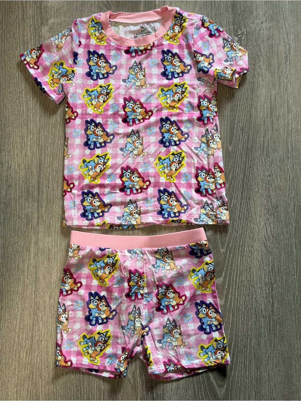Girls' Pink Character Short Pajama Set - Playful Print